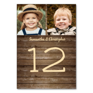Rustic Barn Wood Through The Years Photo Wedding Table Number