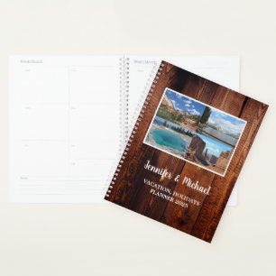 Rustic barn wood travel holiday photo collage planner