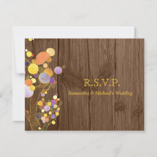 Rustic Barn Wood Trees Ranch Wedding RSVP Card