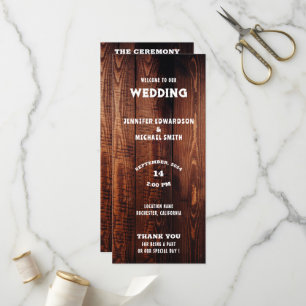 Rustic barn wood typography rural country wedding programme