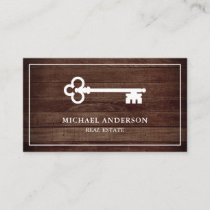 Rustic Barn Wood Vintage Antique Key Real Estate Business Card
