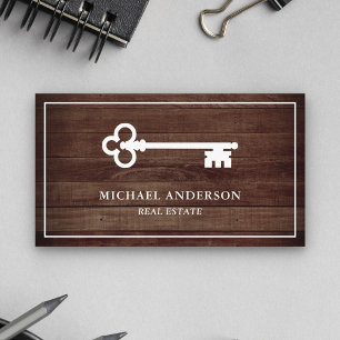 Rustic Barn Wood Vintage Antique Key Real Estate Business Card
