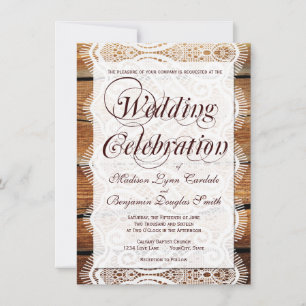 Rustic Barn Wood Wedding Celebration Invitations