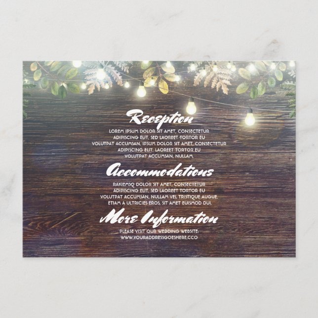 Rustic Barn Wood Wedding Details - Information Enclosure Card (Front)