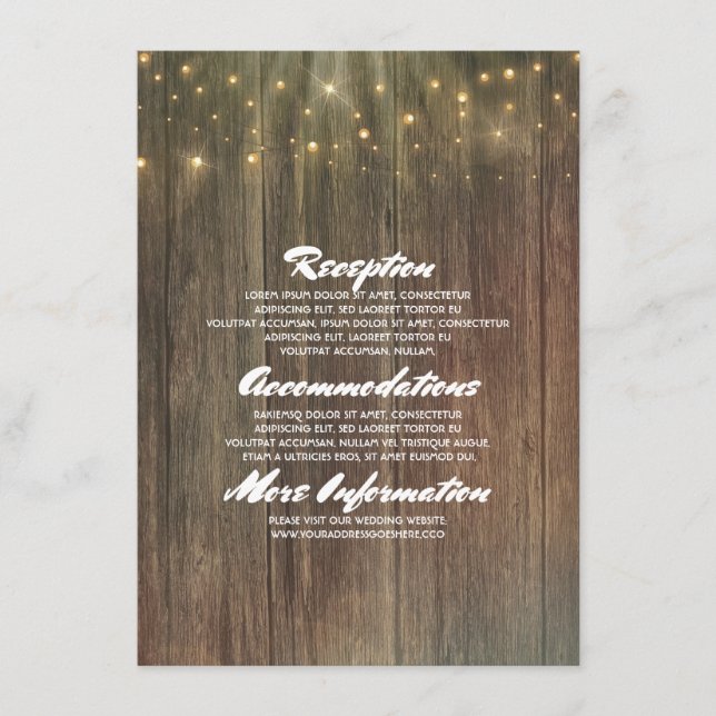 Rustic Barn Wood Wedding Details - Information Enclosure Card (Front)