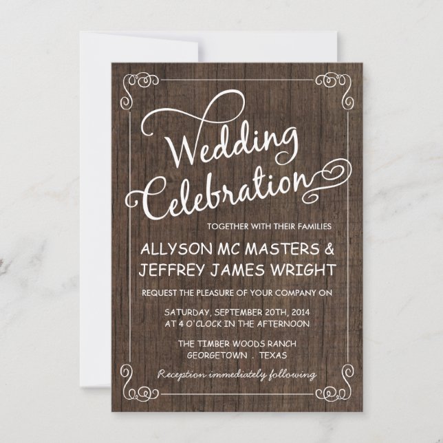 Rustic Barn Wood Wedding Invitations (Front)