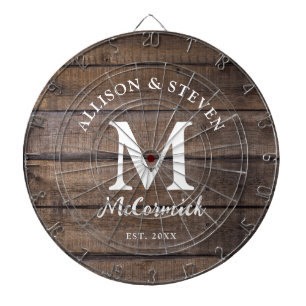 Rustic Barn Wood Wedding Newlyweds Custom Dartboard