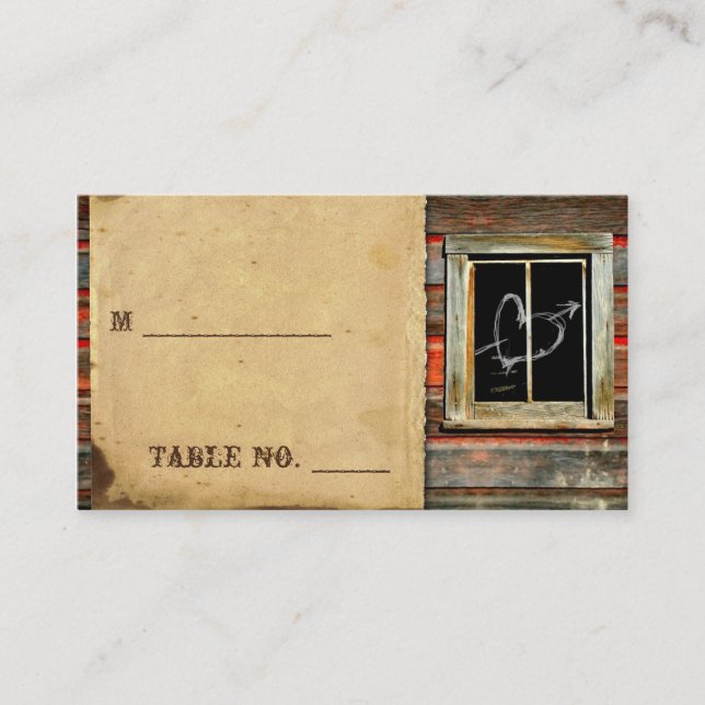 Rustic Barn Wood Wedding Place Cards (Front)