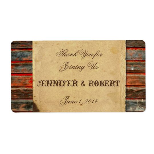 Rustic Barn Wood Wedding Water Bottle Label Shipping Label