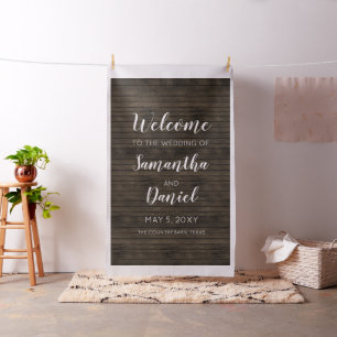 Rustic Barn Wood Wedding Welcome Sign Fabric