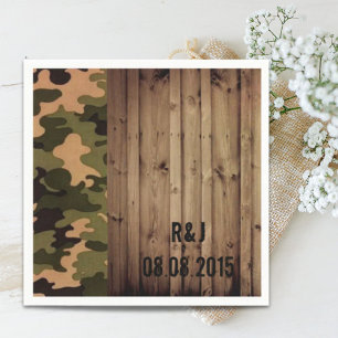rustic barn wood western country Camo Wedding Napkin