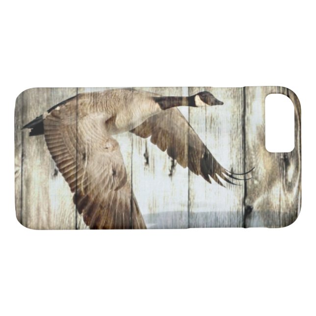 Rustic Barn wood Western Country flying Wild Duck Case-Mate iPhone Case (Back (Horizontal))