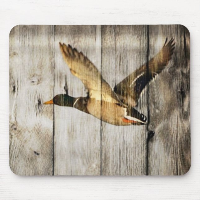 Rustic Barn wood Western Country flying Wild Duck Mouse Mat (Front)