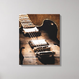 Rustic Barn Wood Western Country Music Guitar Canvas Print