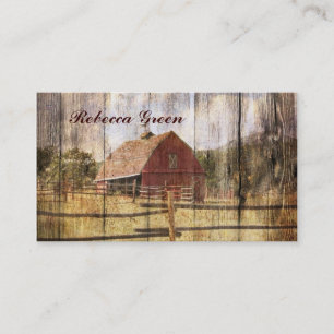 rustic barn wood western country red barn wedding business card