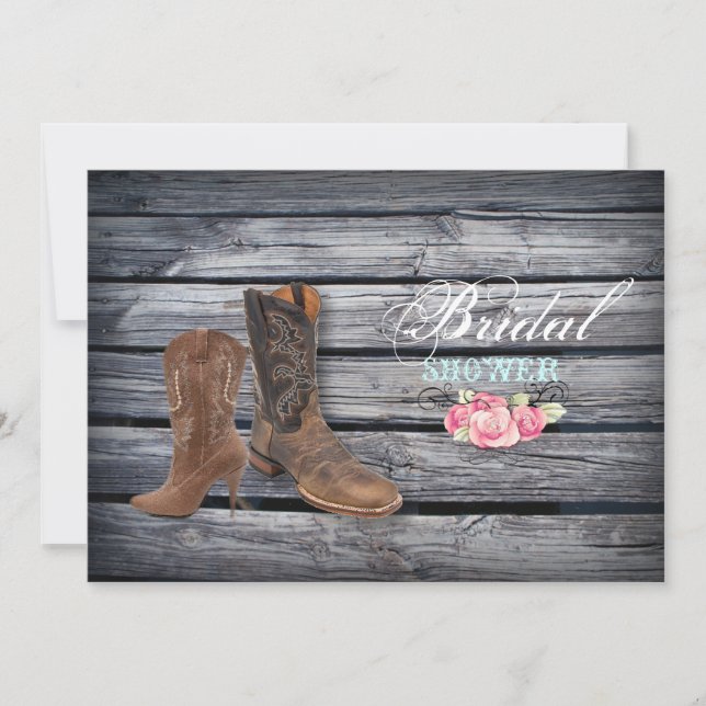 Rustic Barn Wood Western Cowboy bridal shower Invitation (Front)