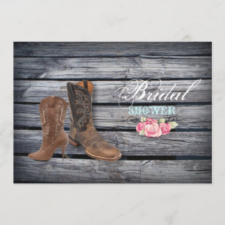 Rustic Barn Wood Western Cowboy bridal shower Invitation