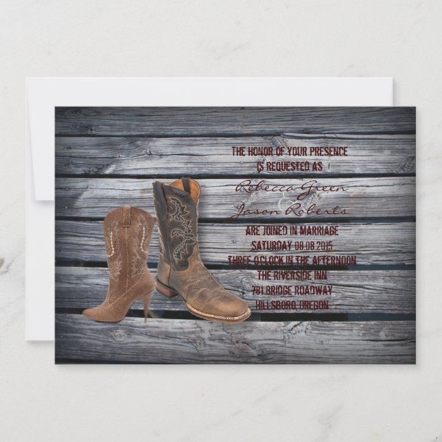 Rustic Barn Wood Western Cowboy wedding Invitation (Front)