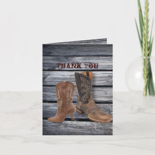 Rustic Barn Wood Western Cowboy wedding thank you Card
