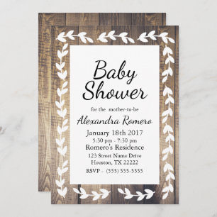 Rustic Barn Wood White Country Laurel Baby Shower Invitation