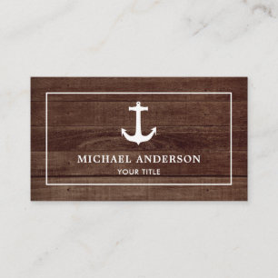 Rustic Barn Wood White Nautical Anchor Business Card