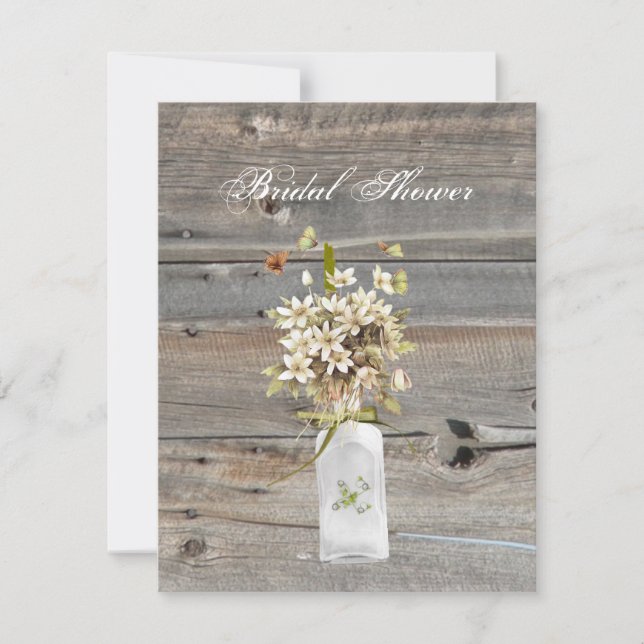 rustic barn wood wildflower country wedding invitation (Front)