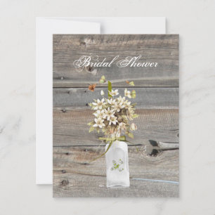 rustic barn wood wildflower country wedding invitation