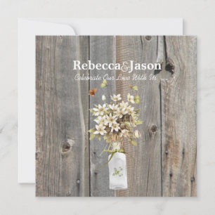 rustic barn wood wildflower country wedding invitation