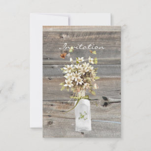 rustic barn wood wildflower country wedding invitation