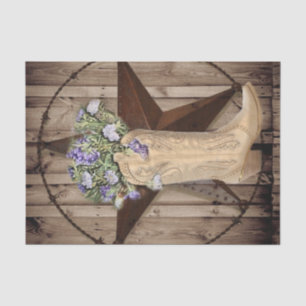 rustic barn wood wildflower cowboy western star tissue paper