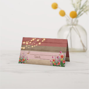 Rustic Barn Wood Wildflower Wedding   Place Cards