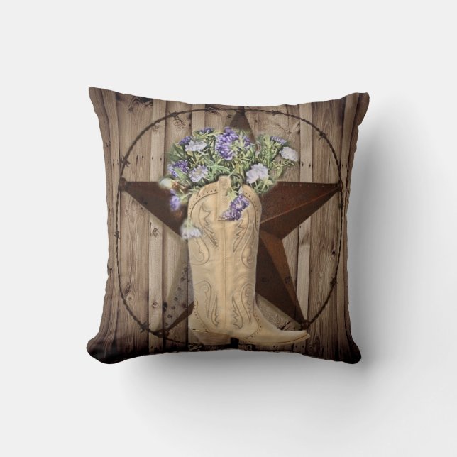 rustic barn wood wildflower Western country cowboy Cushion (Front)