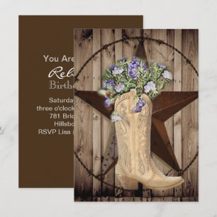 rustic barn wood wildflower Western country cowboy Invitation