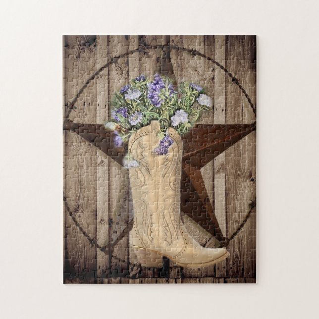 rustic barn wood wildflower Western country cowboy Jigsaw Puzzle (Vertical)