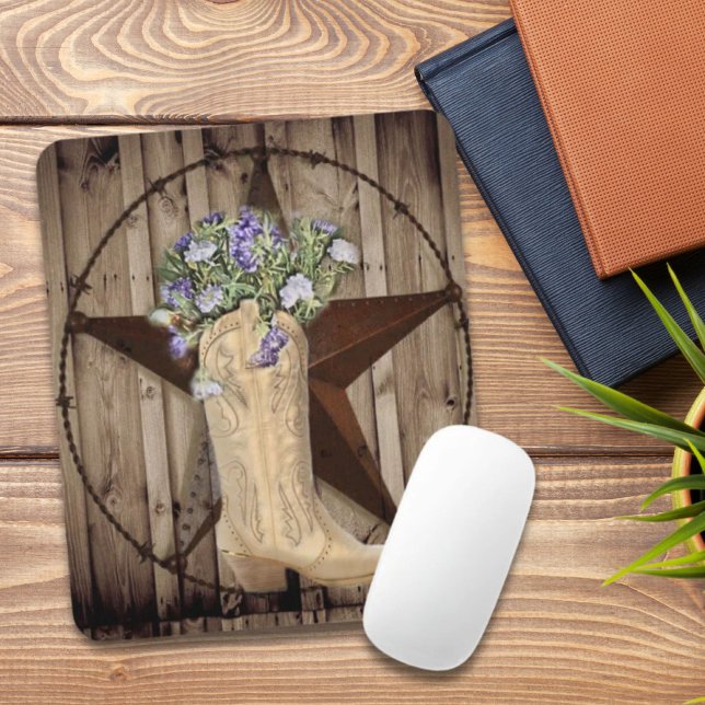 rustic barn wood wildflower Western country cowboy Mouse Mat (rustic barn wood wildflower Western country cowboy Mouse Pad)