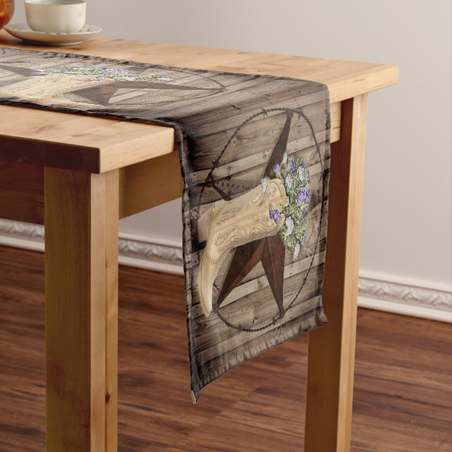 rustic barn wood wildflower Western country cowboy Short Table Runner (In Situ)