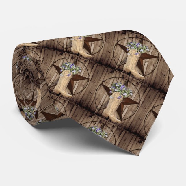 rustic barn wood wildflower Western country cowboy Tie (Rolled)