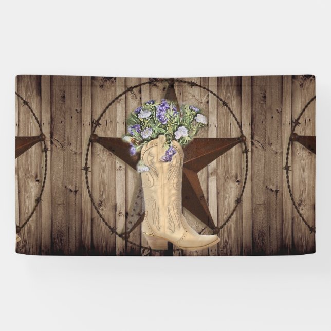 rustic barn wood wildflower western star cowgirl banner (Horizontal)