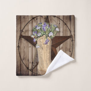 rustic barn wood wildflower western star cowgirl bath towel set