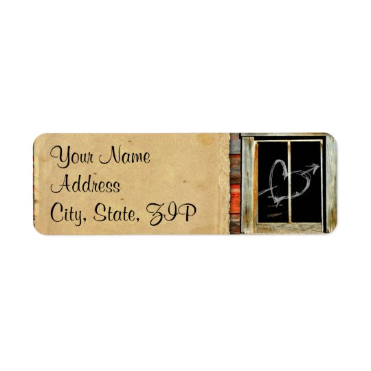 Rustic Barn Wood with Graffiti Heart Anniversary Return Address Label