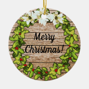 Rustic Barn Wreath Holiday Ornament