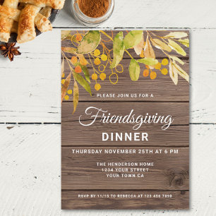 Rustic Barnwood Friendsgiving Dinner Invitation