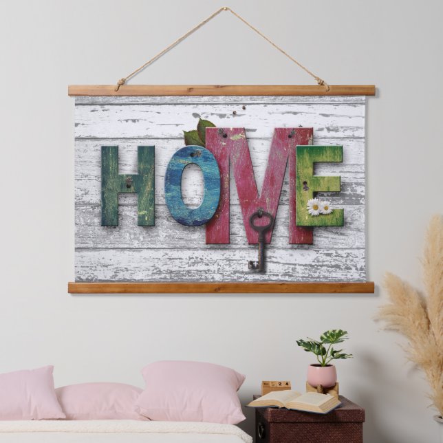 Rustic Barnwood Home Words  Hanging Tapestry (Bedroom)