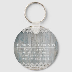 Rustic Barnwood Lace Branding Business Logo QR Key Ring