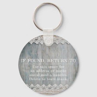 Rustic Barnwood Lace Branding Business Logo QR Key Ring