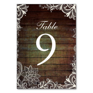 rustic barnwood lace country wedding table number