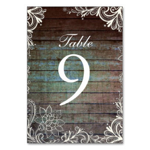 rustic barnwood lace wedding table number