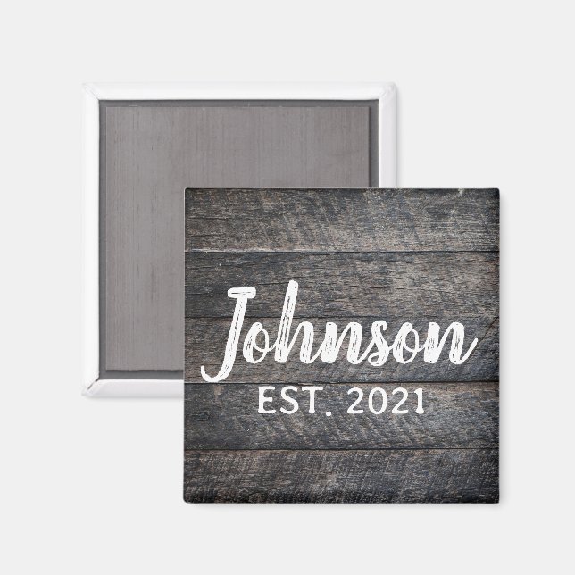 Rustic Barnwood Monogram Magnet (Front/Back)