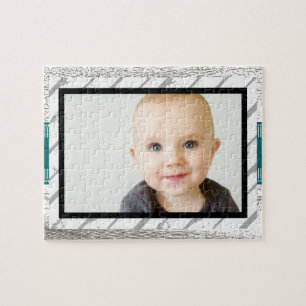 Rustic Barnwood Pattern Baby Photo Jigsaw Puzzle