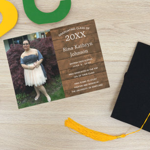 Rustic Barnwood Photo Graduation Announcement